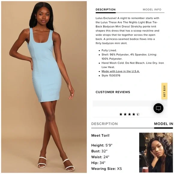 NWT Lulu’s Light Blue Cut Out Back Dress - Picture 3 of 10